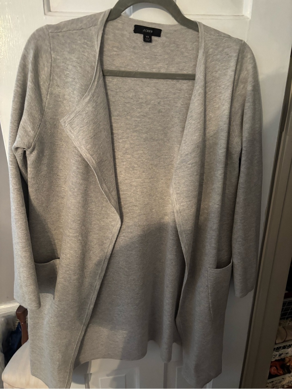 J. Crew Light Gray Open-Front Knit Cardigan